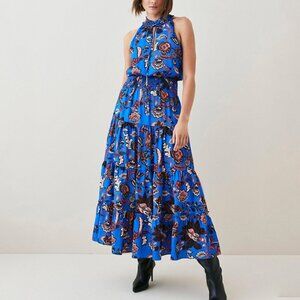 Karen Millen Floral Shirred Detail Woven Maxi Dress